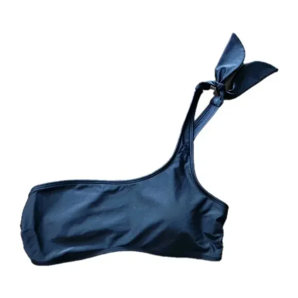 Abercrombie & Fitch One shoulder tie black swimsuit top size Medium euc - Picture 1 of 5